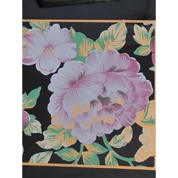 Otagiri Tavistock Black Lacquer Floral Coaster Set With Box - Picture 3 of 7